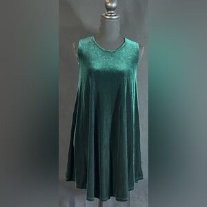 Très Bien Green Velvet Swing Dress Medium Sleeveless